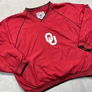 VTG Oklahoma Sooners Windbreaker Mens 3XL Red Collegiate Pullover Jacket NCAA